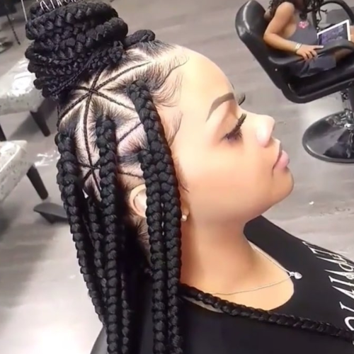 Bold Triangle Parted Box Braids (Photo 7 of 15)