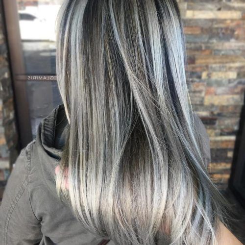 Dark Brown Hair Hairstyles With Silver Blonde Highlights (Photo 1 of 20)