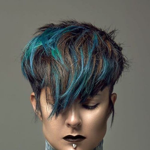 Short Hairstyles With Blue Highlights And Undercut (Photo 11 of 20)