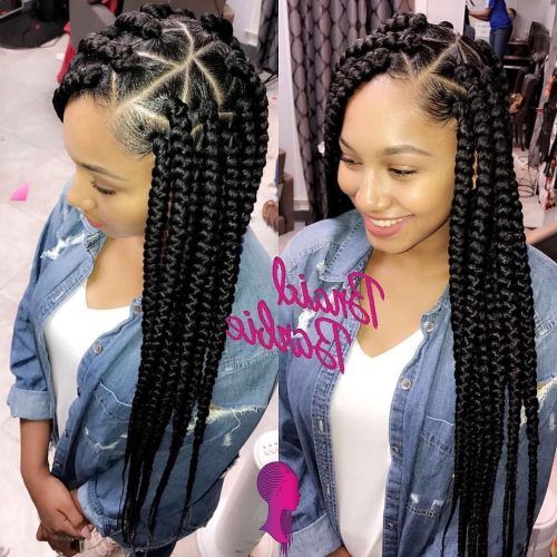 Bold Triangle Parted Box Braids (Photo 4 of 15)
