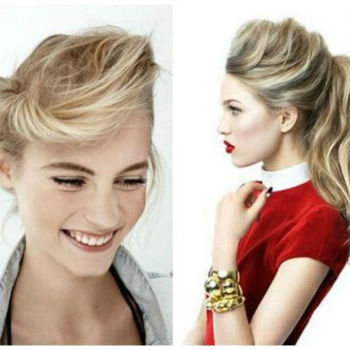 Messy Blonde Ponytails With Faux Pompadour (Photo 1 of 20)