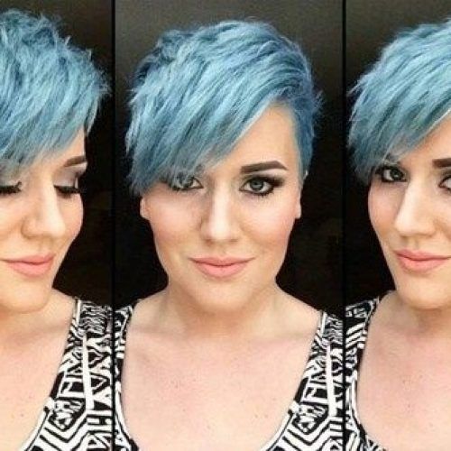 Funky Blue Pixie With Layered Bangs (Photo 1 of 15)