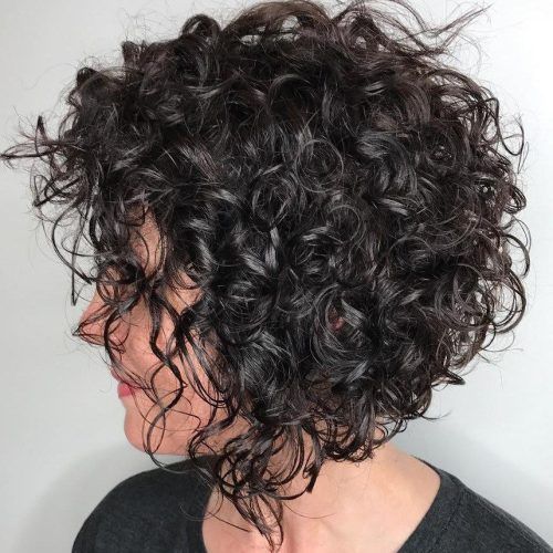 Angled Brunette Bob Hairstyles With Messy Curls (Photo 2 of 20)