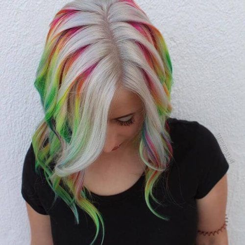 Pastel Rainbow-Colored Curls Hairstyles (Photo 9 of 20)