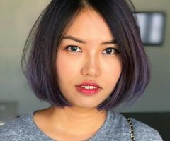 20 Photos Purple-tinted Off-centered Bob Hairstyles