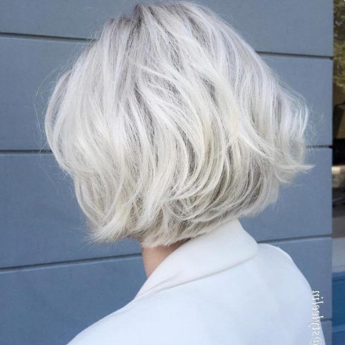 Frizzy Razored White Blonde Bob Haircuts (Photo 6 of 20)
