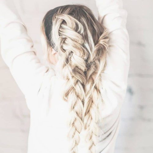 Blonde Asymmetrical Pigtails Braid Hairstyles (Photo 19 of 20)