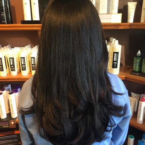 Shiny Black Haircuts With Flicked Layers (Photo 8 of 20)