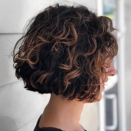 Jaw-Length Inverted Curly Brunette Bob Hairstyles (Photo 12 of 20)