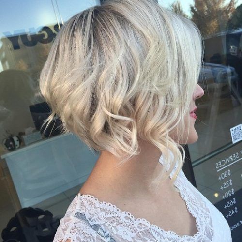 White-Blonde Curly Layered Bob Hairstyles (Photo 9 of 20)