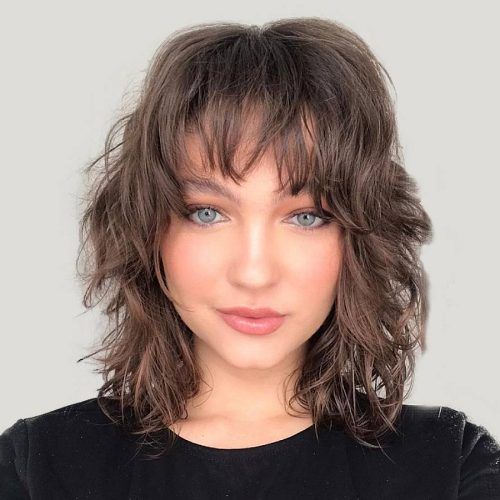 Tousled Shoulder Length Layered Hair With Bangs (Photo 9 of 15)