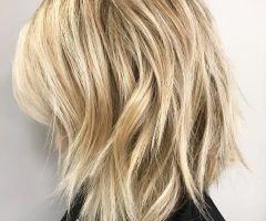 2024 Latest Blonde Lob Hairstyles with Disconnected Jagged Layers