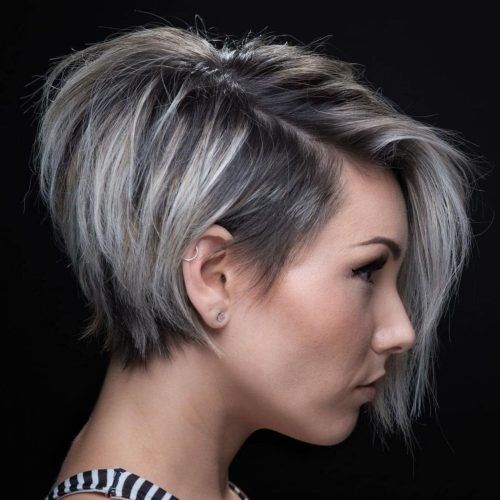 Side Parted White Blonde Pixie Bob Haircuts (Photo 6 of 20)