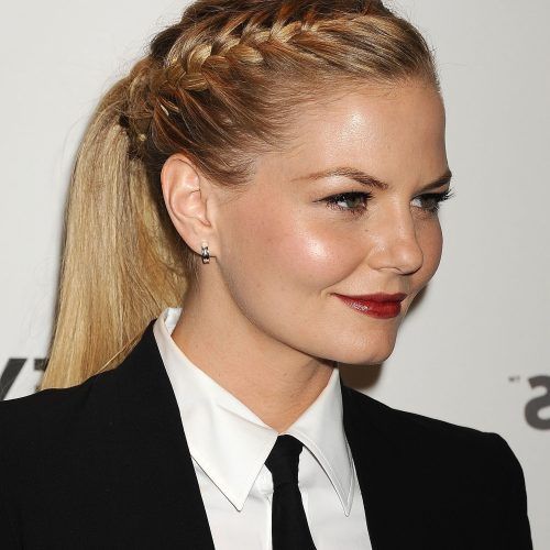 High Braided Pony Hairstyles With Peek-A-Boo Bangs (Photo 20 of 20)