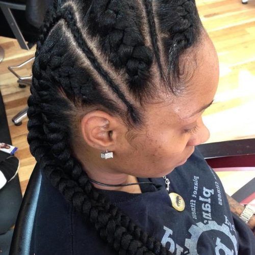 Thick Plaits And Narrow Cornrows Hairstyles (Photo 5 of 20)