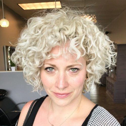 White-Blonde Curly Layered Bob Hairstyles (Photo 14 of 20)