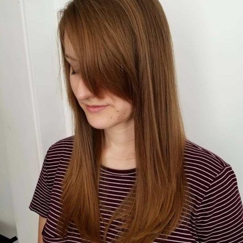 Straight Mid-Length Chestnut Hairstyles With Long Bangs (Photo 8 of 20)