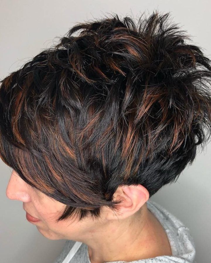 20 Collection of Dark Pixie Hairstyles with Cinnamon Streaks