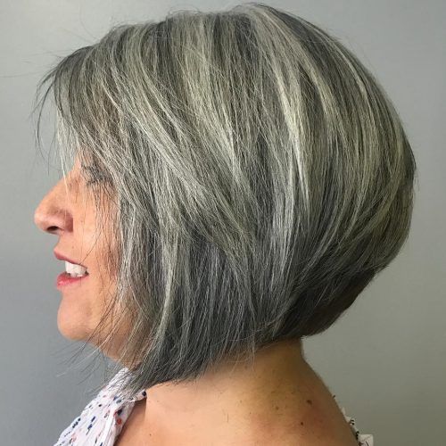 Razored Gray Bob Hairstyles With Bangs (Photo 4 of 20)