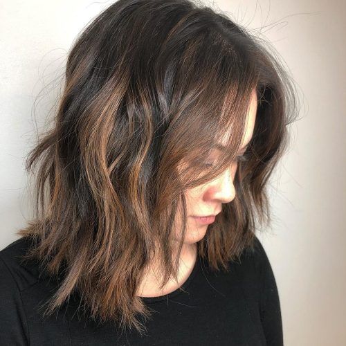 Medium Brunette Shag Haircuts With Thick Bangs (Photo 13 of 20)