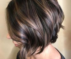 20 Photos Inverted Brunette Bob Hairstyles with Feathered Highlights
