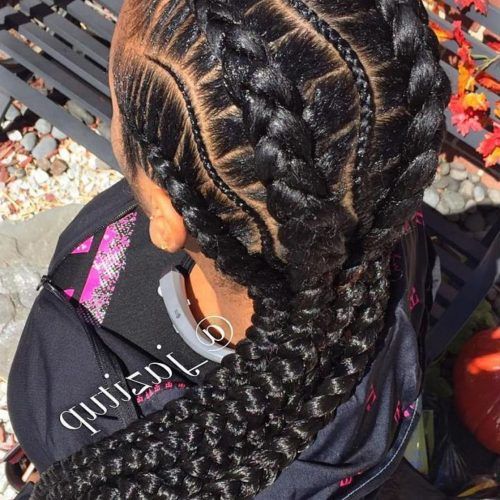 Ponytail Braid Hairstyles With Thin And Thick Cornrows (Photo 10 of 20)