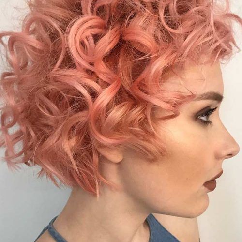 Peach Wavy Stacked Hairstyles For Short Hair (Photo 5 of 20)