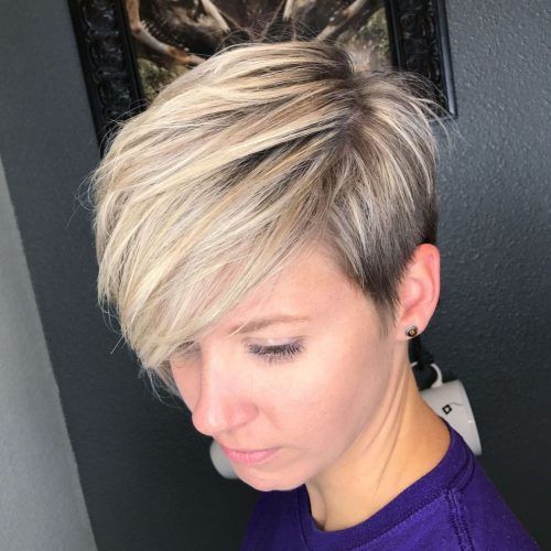 Sunny Blonde Finely Chopped Pixie Haircuts (Photo 3 of 20)