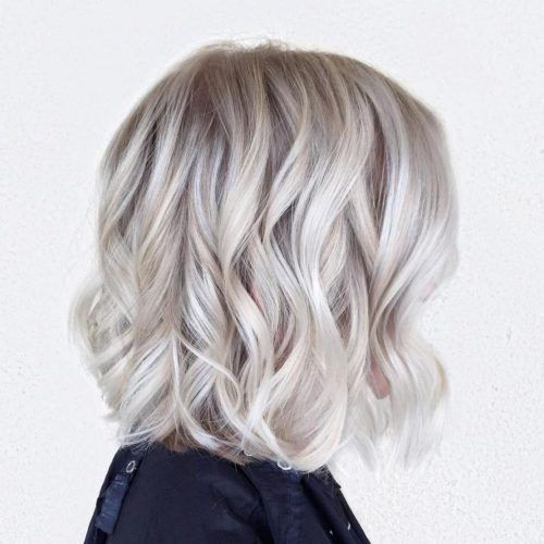 White-Blonde Curly Layered Bob Hairstyles (Photo 10 of 20)