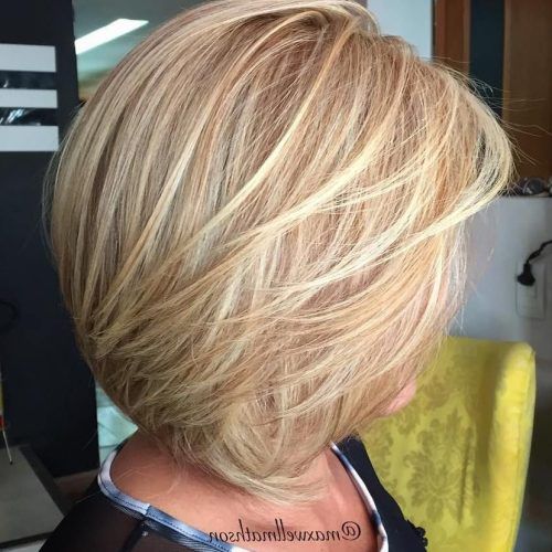 Caramel Blonde Rounded Layered Bob Hairstyles (Photo 6 of 20)