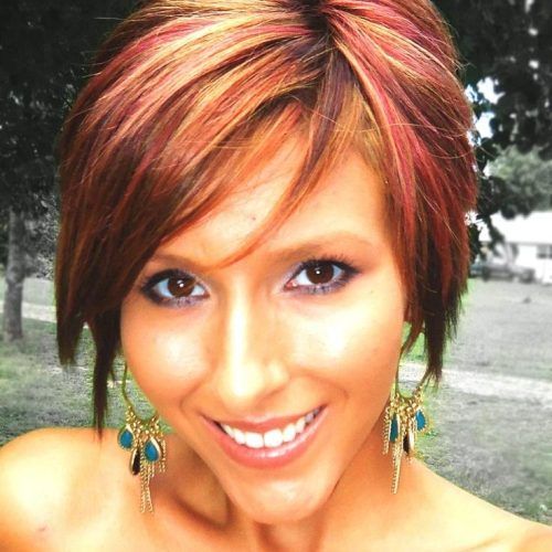 Short Hairstyles With Red Highlights (Photo 14 of 20)