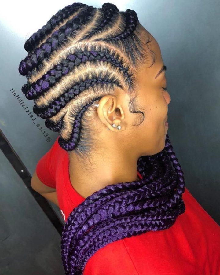 2024 Latest Purple Passion Chunky Braided Hairstyles