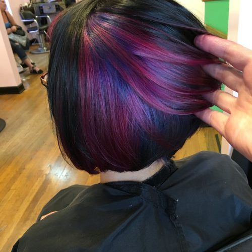 Extreme Angled Bob Haircuts With Pink Peek-A-Boos (Photo 7 of 20)