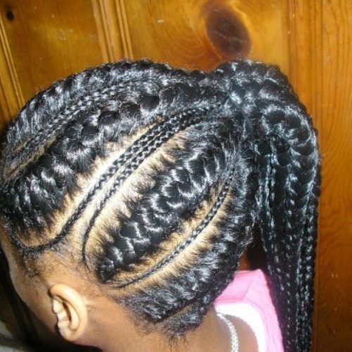Thick Plaits And Narrow Cornrows Hairstyles (Photo 16 of 20)