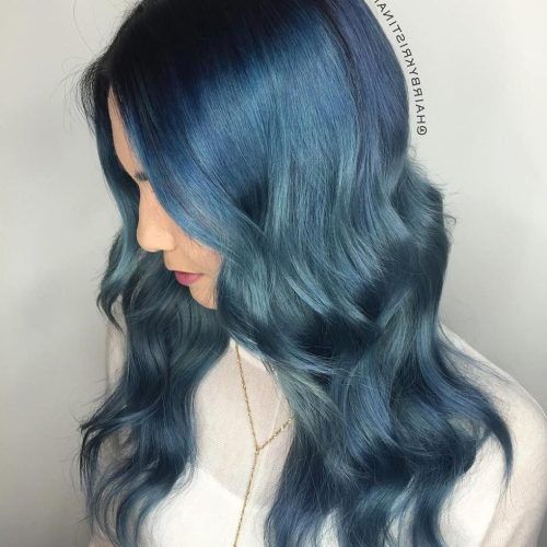 Black And Denim Blue Waves Hairstyles (Photo 6 of 20)