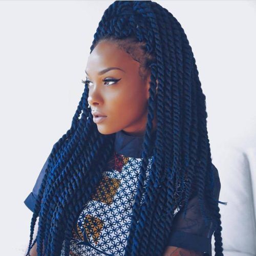 Blue Twisted Yarn Braid Hairstyles For Layered Twists (Photo 4 of 20)
