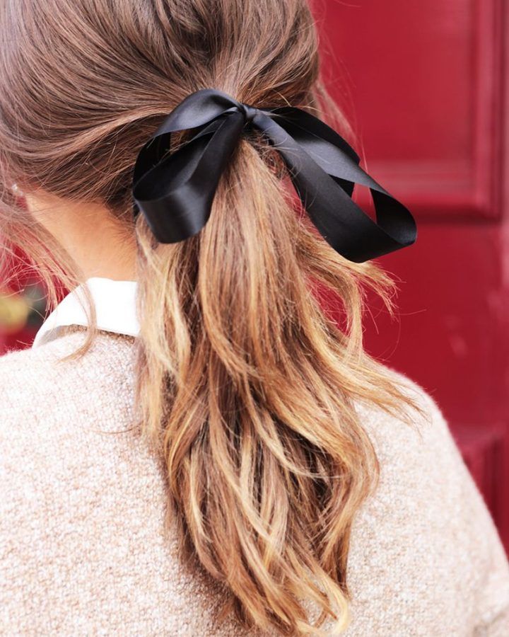 20 Best Black Bow Ponytail Hairstyles