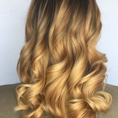 Golden Blonde Balayage On Long Curls Hairstyles (Photo 6 of 20)