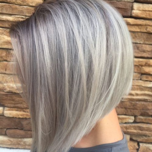 Side-Parted Asymmetrical Gray Bob Hairstyles (Photo 6 of 20)