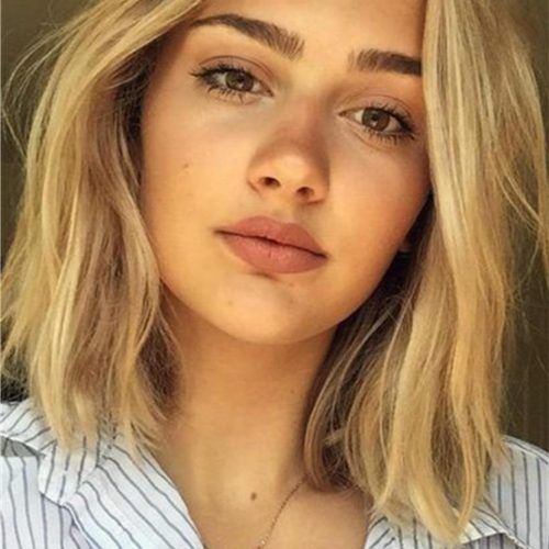 Blonde Lob Hairstyles With Middle Parting (Photo 9 of 20)