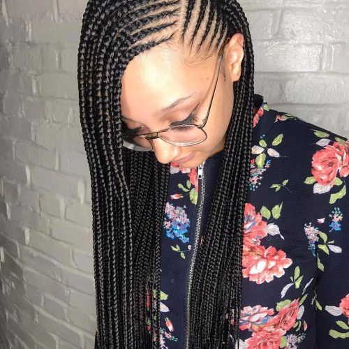 Side-Parted Loose Cornrows Braided Hairstyles (Photo 1 of 20)
