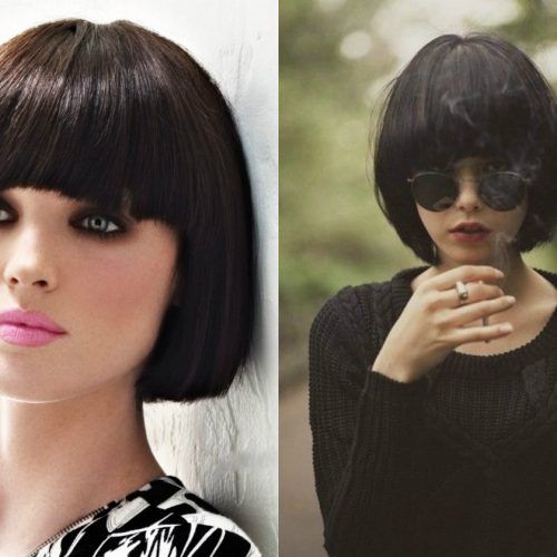 Curly Brunette Bob Hairstyles With Bangs (Photo 3 of 20)