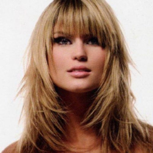 Medium Hairstyles With Bangs And Layers For Round Faces (Photo 16 of 20)
