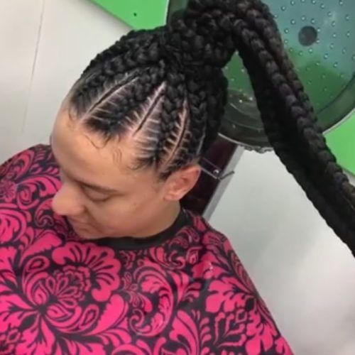 Ponytail Braid Hairstyles With Thin And Thick Cornrows (Photo 17 of 20)