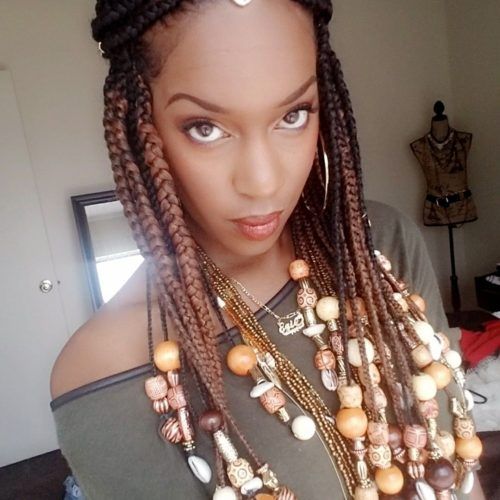 Simple Center-Part Fulani Braids With A Forehead Bead (Photo 4 of 15)