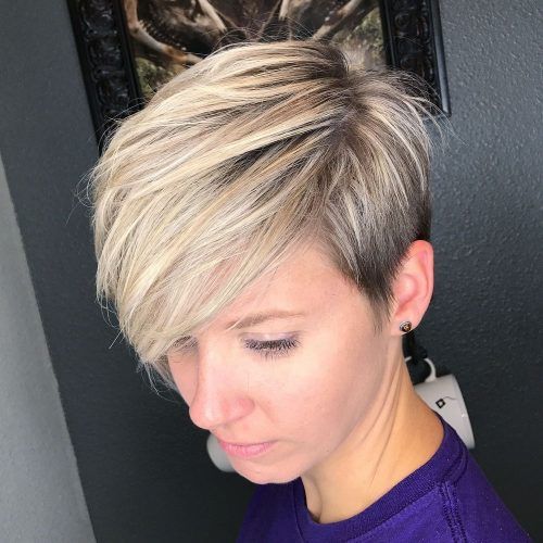 Side-Parted Blonde Balayage Pixie Hairstyles (Photo 1 of 20)