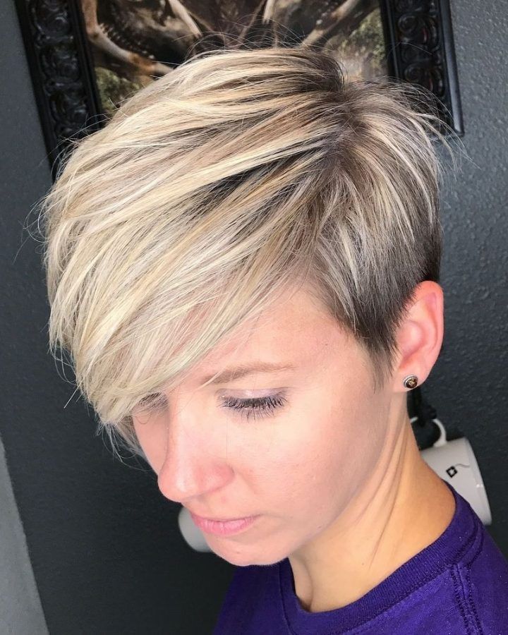 Side-parted Blonde Balayage Pixie Hairstyles