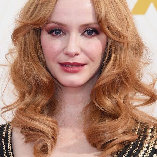 Long Dark Brown Curls Hairstyles With Strawberry Blonde Accents (Photo 7 of 20)
