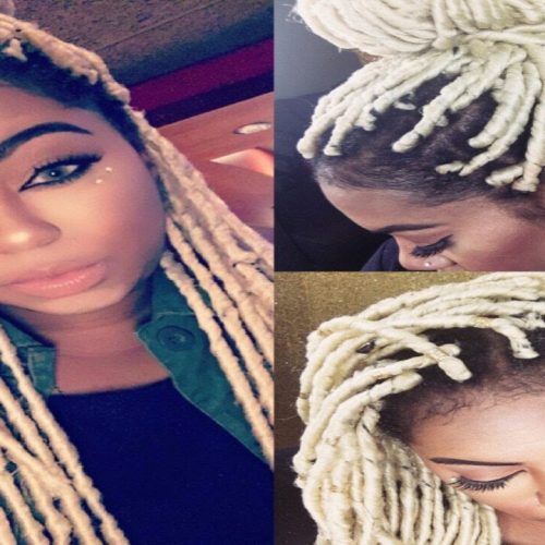 Blonde Faux Locs Hairstyles With Braided Crown (Photo 20 of 20)