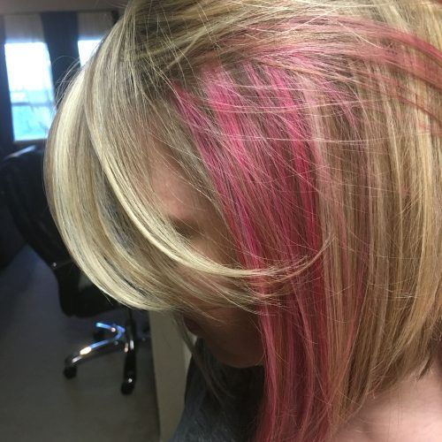 Extreme Angled Bob Haircuts With Pink Peek-A-Boos (Photo 2 of 20)